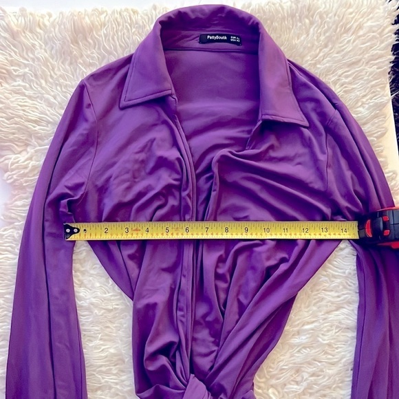 Patty Boutik Purple Collared Wrap Tie Long Sleeve Blouse Top! - Picture 8 of 10